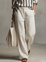 Relaxed Linen Wide-Leg Pants In Soft Ivory