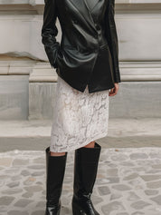90s Minimalist Commuter Eco-friendly Leather Shoulder Pad Blazer