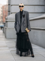 Minimalist Commuter Shoulder Pads Double Breasted Blazer