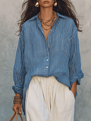 Bohemian Blue Stripe Airy Shirt