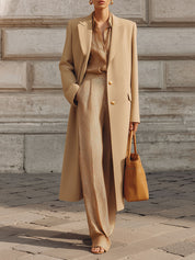 Extremely Simple Double-breasted Suit Coat With Shoulder Pads