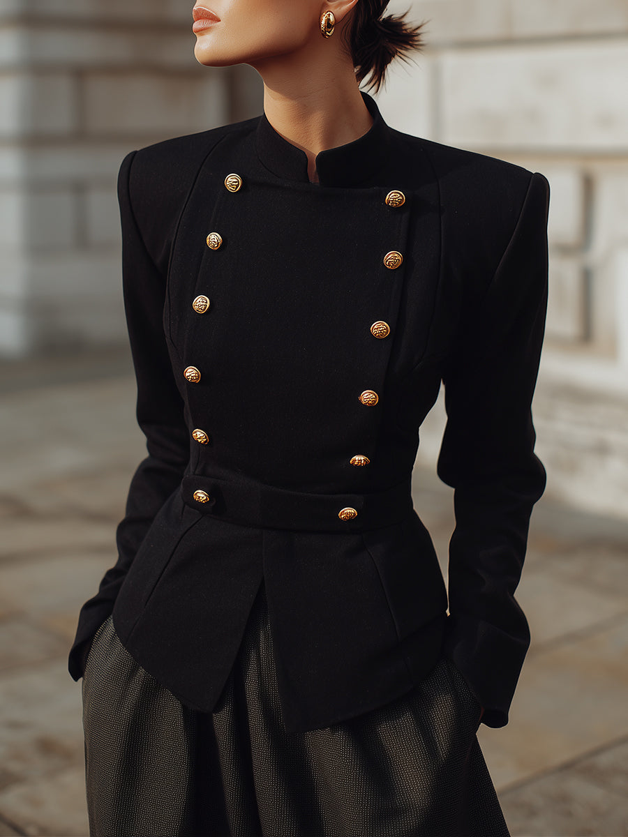 Retro Old Money Double Breasted Waisted Jacket
