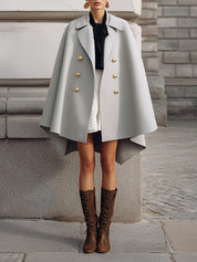 Old Money Style Elegant Modernity Structured Wool Cape Coat