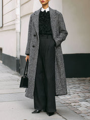 Minimalist Dropped Shoulder Tweed Lapel Mid-length Coat