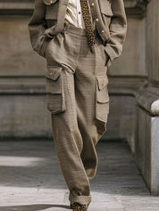 Commuting Old Money Style Tweed Loose Jacket & Straight Overalls Suit