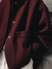 Deconstructed Wool Stand-collar Dropped Shoulder Oversized Jacket