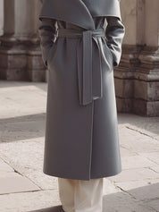 Old Money Shawl Collar Wool Mid-length Temperament Coat With Belt