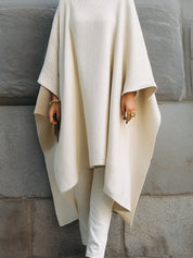 Minimalist Turtleneck Cape-style Fine-knit Mid-length Sweater
