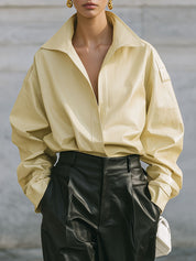 Minimalist Dropped Shoulder Loose Eco-friendly Leather Blouse