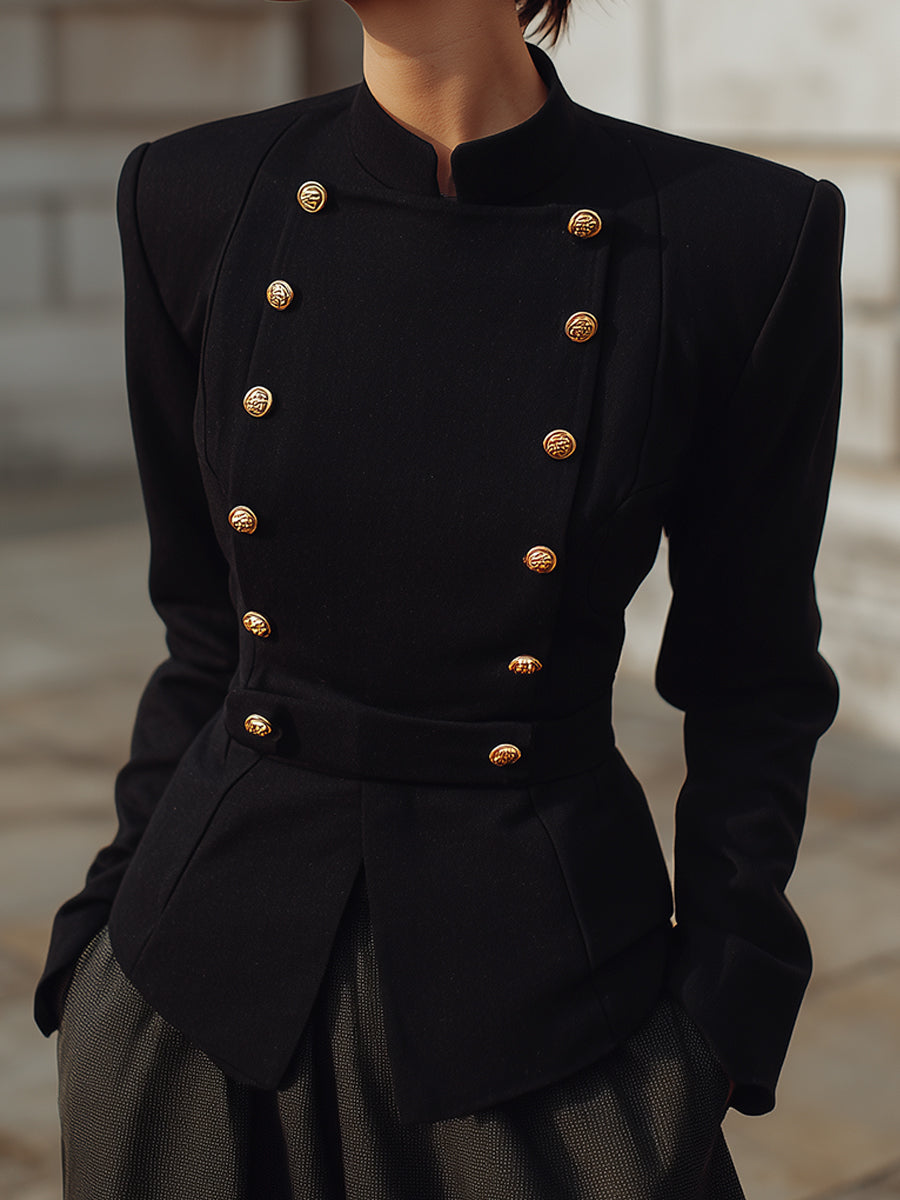 Retro Old Money Double Breasted Waisted Jacket
