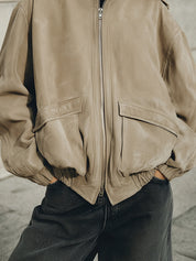 90s Minimalism Revival Eco-friendly Suede Stand Collar Loose Jacket