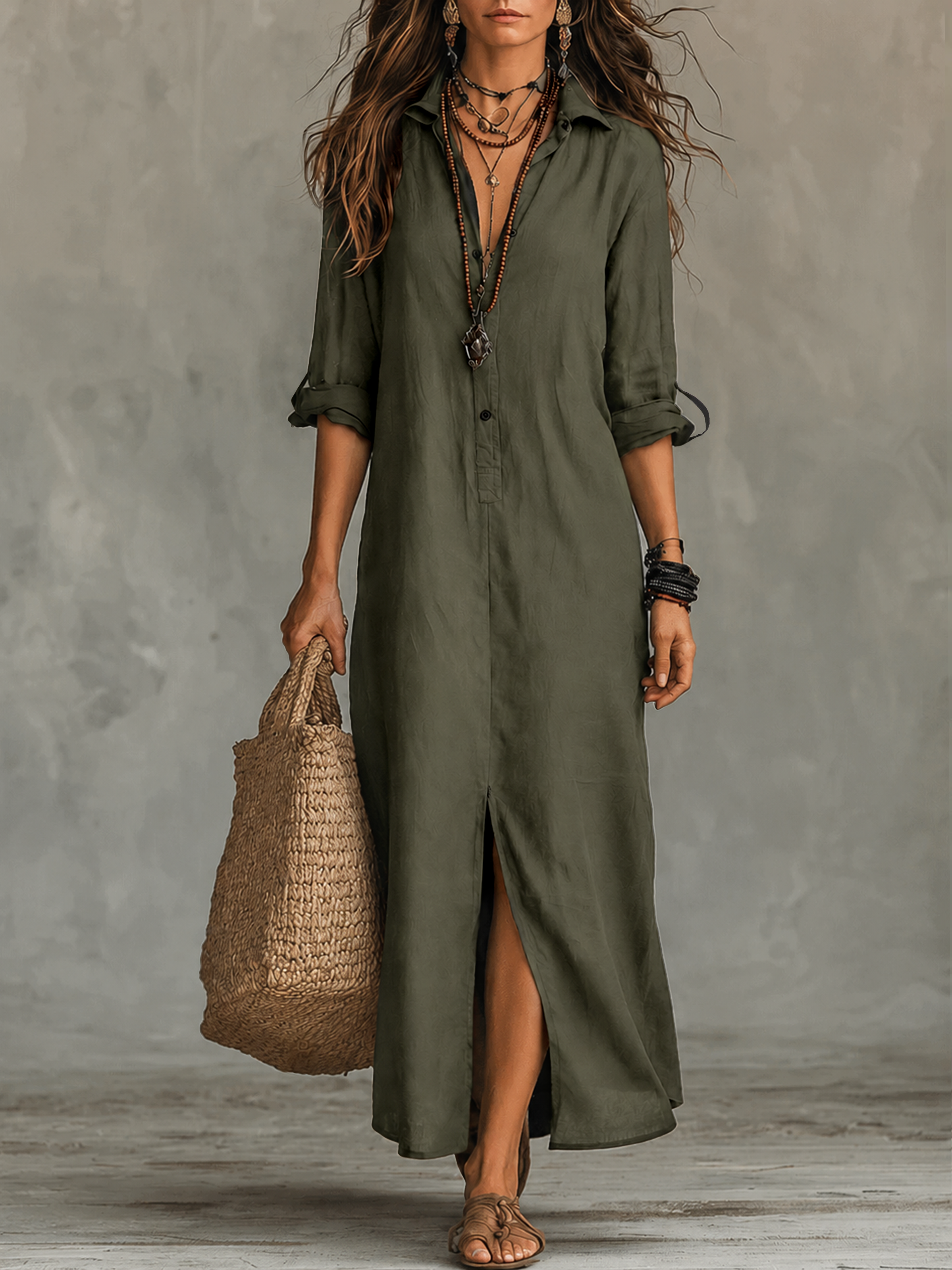 long sleeve bohemian maxi dress button up R.Vivimos Boho Maxi Dresses for Women 2026 Floral Print Long Sleeve Casual Button Up Loose Flowy Beach Long Dresses, Small, Apricot at Amazon Women's Clothing store