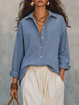 Bohemian Blue Stripe Airy Shirt